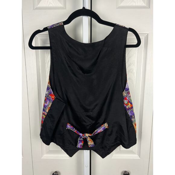 111 Main Vest Women Large Halloween Cartoon Patchwork Checker Print Colorful - Picture 6 of 8